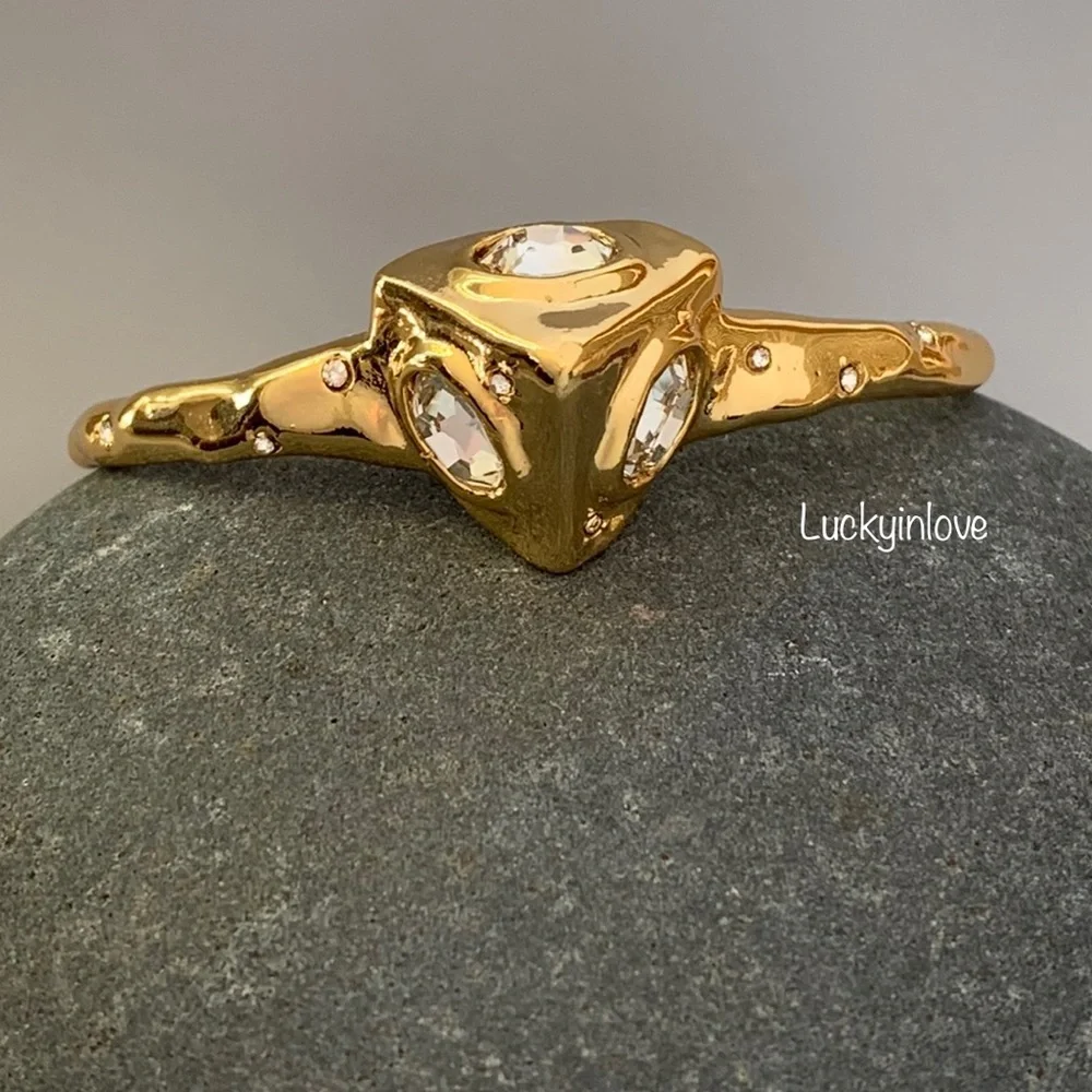 Alexis Bittar Modern Future Antiquities Bold Sculpted Gold Pyramid Cuff Bracelet